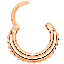 Load image into Gallery viewer, 16G 3/8 Rose Gold Tone Delicate Details Hinged Septum Ring
