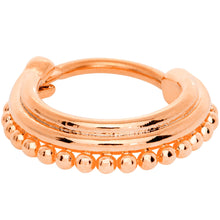 Load image into Gallery viewer, 16G 3/8 Rose Gold Tone Delicate Details Hinged Septum Ring
