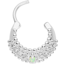 Load image into Gallery viewer, 16G 3/8 Green Synthetic Opal Hinged Septum Ring
