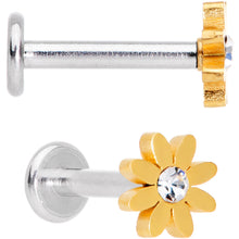 将图片加载到图库查看器，Clear Gem Multicolor Internally Threaded Flower Labret Set of 4
