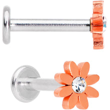 将图片加载到图库查看器，Clear Gem Multicolor Internally Threaded Flower Labret Set of 4
