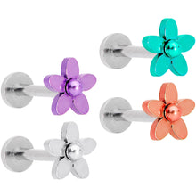 Load image into Gallery viewer, 16G 5/16 Multicolor Internally Threaded Flower Labret Set of 4
