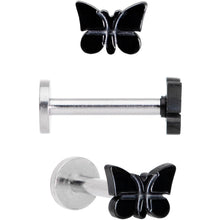 Load image into Gallery viewer, 16G MultiColor Internally Threaded Butterfly Labret Set of 4
