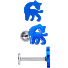 将图片加载到图库查看器，16G 5/16 Multicolor Internally Threaded Giraffe Labret Set of 4

