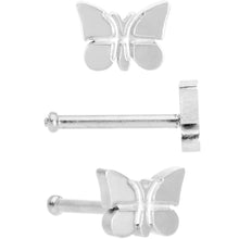 Load image into Gallery viewer, 20G 1/4 Multicolor Butterfly Nose Bone Set of 4
