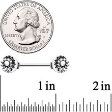 Load image into Gallery viewer, 14G 9/16 Crescent Moon and Sun Barbell Nipple Ring Set
