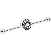 将图片加载到图库查看器，14G Crescent Moon with Star Dangle Industrial Barbell 38mm
