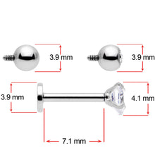 Load image into Gallery viewer, 16G 5/16 Clear CZ Gem Variety Heart Labret Monroe Tragus
