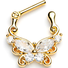 Load image into Gallery viewer, 16G 5/16 Clear CZ Gem Gold Tone Butterfly Cartilage Clicker
