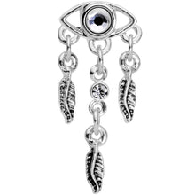 将图片加载到图库查看器，16G 1/4 Clear Gem Eye Feather Dangle Cartilage Tragus Earring
