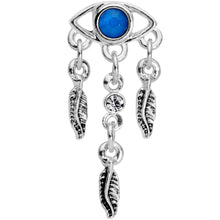 Load image into Gallery viewer, 16G 1/4 Blue Gem Eye Feather Dangle Cartilage Tragus Earring
