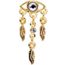 Load image into Gallery viewer, 16G 1/4 Clear Gem Gold Tone Eye Feather Cartilage Tragus Earring
