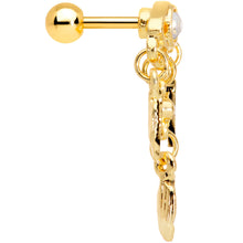 Load image into Gallery viewer, 16G 1/4 Clear Gem Gold Tone Eye Feather Cartilage Tragus Earring
