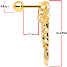 Load image into Gallery viewer, 16G 1/4 Clear Gem Gold Tone Eye Feather Cartilage Tragus Earring
