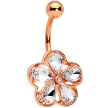 Load image into Gallery viewer, Clear Gem Rose Gold Tone Brilliant and Bold Flower Belly Ring
