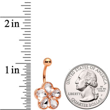Load image into Gallery viewer, Clear Gem Rose Gold Tone Brilliant and Bold Flower Belly Ring
