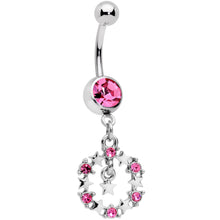 Load image into Gallery viewer, Pink Gem Constellation of Stars Dangle Belly Ring
