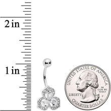 Load image into Gallery viewer, Clear Gems Art Deco Luxe Glamour Leaves Dangle Belly Ring
