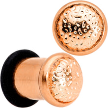 Load image into Gallery viewer, Rose Gold Tone Hammered Finish Single Flare Plug Set 6mm to 16mm Sizes
