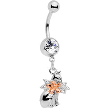 将图片加载到图库查看器，Clear Gem Kitty Cat With a Corsage Dangle Belly Ring
