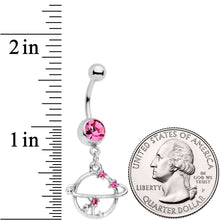 将图片加载到图库查看器，Pink Gem Saturn Among The Stars Dangle Belly Ring
