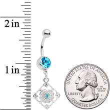 将图片加载到图库查看器，Blue Gem Art Deco Antique Style Elegance Dangle Belly Ring
