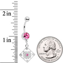 将图片加载到图库查看器，Pink Gem Art Deco Antique Style Elegance Dangle Belly Ring
