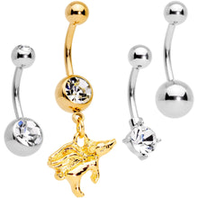 Load image into Gallery viewer, Clear Gem Gold Tone When Pigs Fly Belly Ring Set of 4
