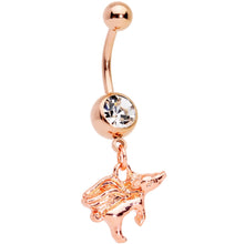 Load image into Gallery viewer, Clear Gem Rose Gold Tone When Pigs Fly Belly Ring Set of 4
