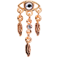 Load image into Gallery viewer, 16G Clear Gem Rose Gold Tone Eye Feather Cartilage Tragus Earring
