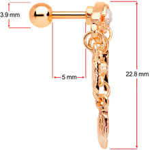 Load image into Gallery viewer, 16G Clear Gem Rose Gold Tone Eye Feather Cartilage Tragus Earring
