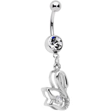 将图片加载到图库查看器，Clear CZ Gem Floating Modernist Swan Dangle Belly Ring
