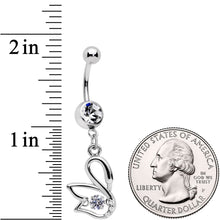将图片加载到图库查看器，Clear CZ Gem Floating Modernist Swan Dangle Belly Ring
