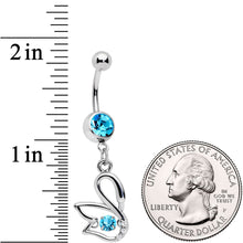 将图片加载到图库查看器，Clear Aqua CZ Gem Floating Modernist Swan Dangle Belly Ring
