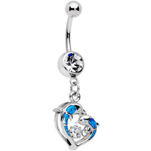 将图片加载到图库查看器，Clear CZ Gem Abstract Glitter Dancing Dolphin Dangle Belly Ring
