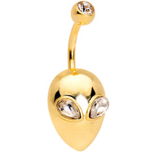 Load image into Gallery viewer, Clear Gem Gold Tone Alien Invader Belly Ring
