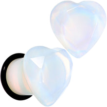 Load image into Gallery viewer, White Opalite Faceted Heart Single Flare Plug Set 6mm to 25mm
