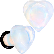 Load image into Gallery viewer, White Opalite Faceted Heart Single Flare Plug Set 6mm to 25mm
