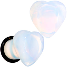 Load image into Gallery viewer, White Opalite Faceted Heart Single Flare Plug Set 6mm to 25mm
