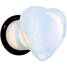 Load image into Gallery viewer, White Opalite Faceted Heart Single Flare Plug Set 6mm to 25mm
