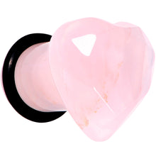 Load image into Gallery viewer, Rose Flower Quartz Stone Faceted Heart Single Flare Plug Set 6mm to 25mm
