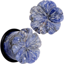 Load image into Gallery viewer, Natural Blue Sodalite Tropical Flower Single Flare Plug Set Sizes 6mm to 25mm
