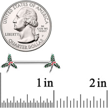Load image into Gallery viewer, 14G 9/16 Holiday Mistletoe Barbell Nipple Ring Set
