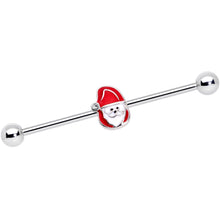 Load image into Gallery viewer, 14G Clear Gem Happy Santa Industrial Barbell 38mm
