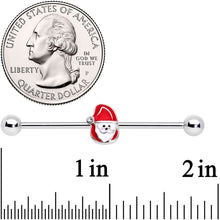 Load image into Gallery viewer, 14G Clear Gem Happy Santa Industrial Barbell 38mm
