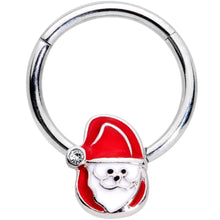 将图片加载到图库查看器，16G 3/8 Clear Gem Happy Santa Hinged Segment Ring
