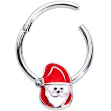 将图片加载到图库查看器，16G 3/8 Clear Gem Happy Santa Hinged Segment Ring
