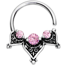 将图片加载到图库查看器，16G 3/8 Pink Gem Triangle Triad Seamless Circular Ring
