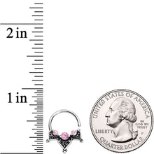 将图片加载到图库查看器，16G 3/8 Pink Gem Triangle Triad Seamless Circular Ring
