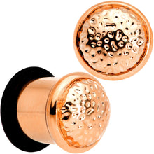 Load image into Gallery viewer, Rose Gold Tone Hammered Finish Single Flare Plug Set 6mm to 16mm Sizes
